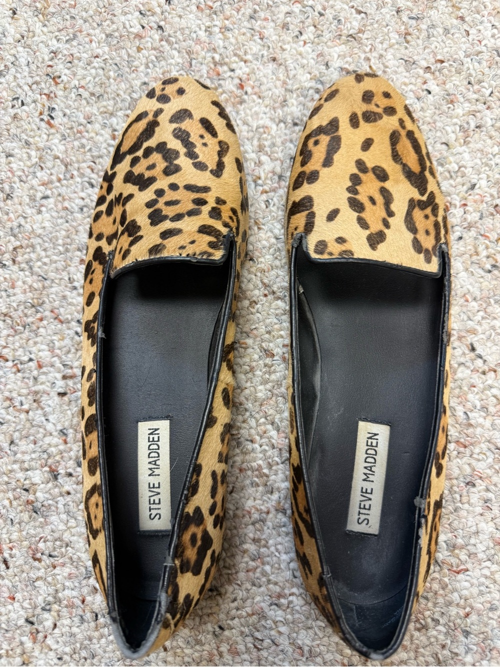Steve Madden Leopard-Print Slip-On Loafers in Black and Tan